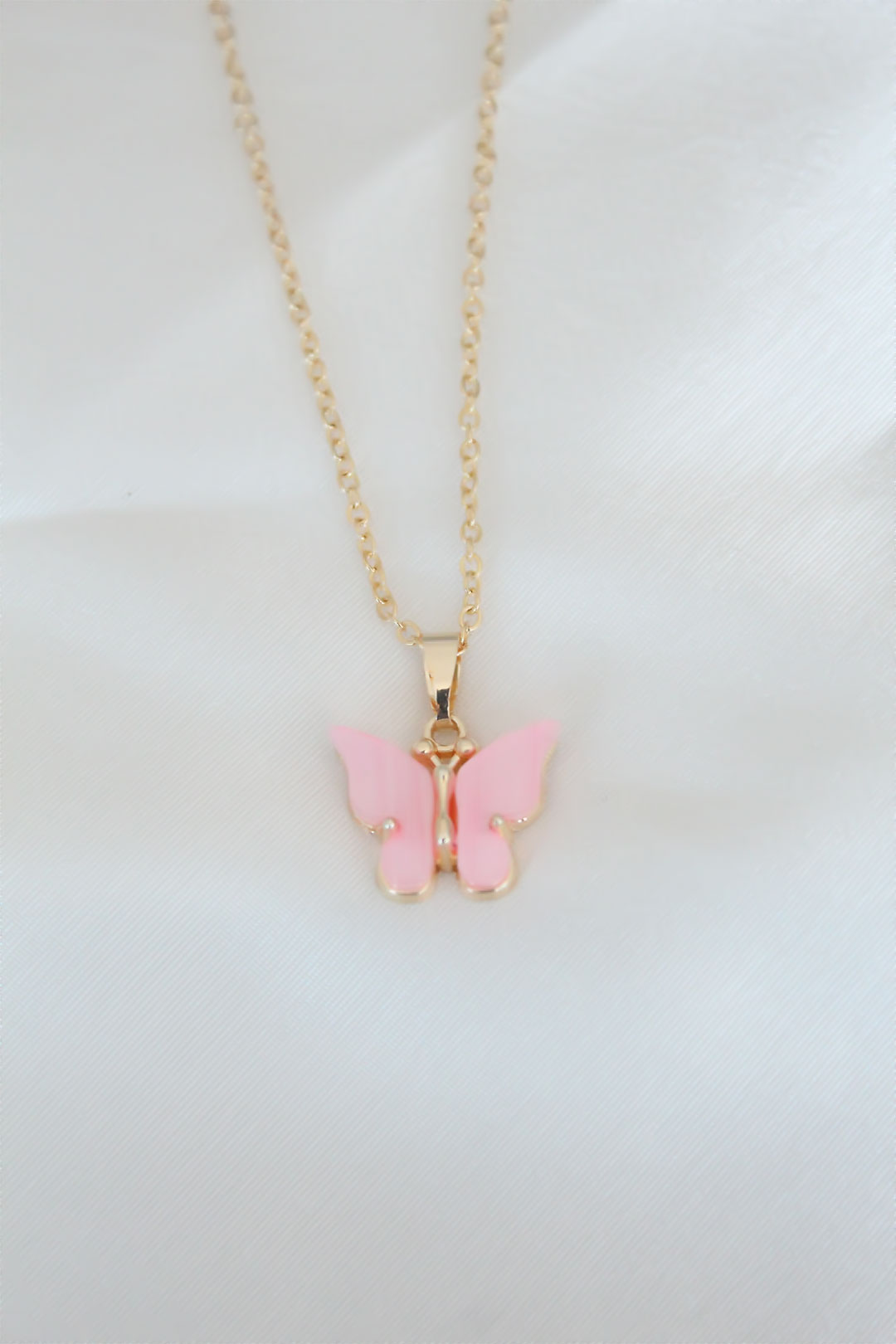 Gold Kaplama Pembe Sedefli Kelebek Kolye 5886 1 Gold Kaplama Pembe Sedefli Kelebek Kolye 5886