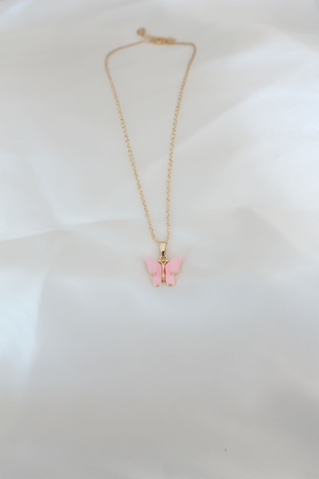 Gold Kaplama Pembe Sedefli Kelebek Kolye 5886 2 Gold Kaplama Pembe Sedefli Kelebek Kolye 5886 - Görsel 2