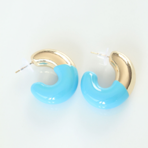 CCB Mavi Gold Çift Renk Küpe 5886