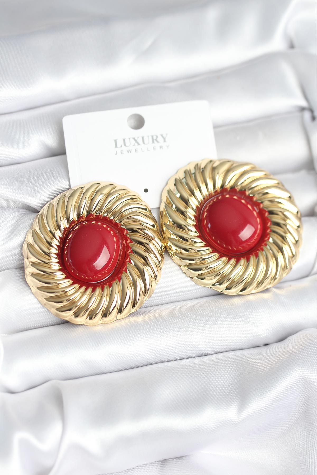 Pirinç Gold Renk Bordo Boncuklu Vintage Kadın Küpe 5886 1 Pirinç Gold Renk Bordo Boncuklu Vintage Kadın Küpe 5886