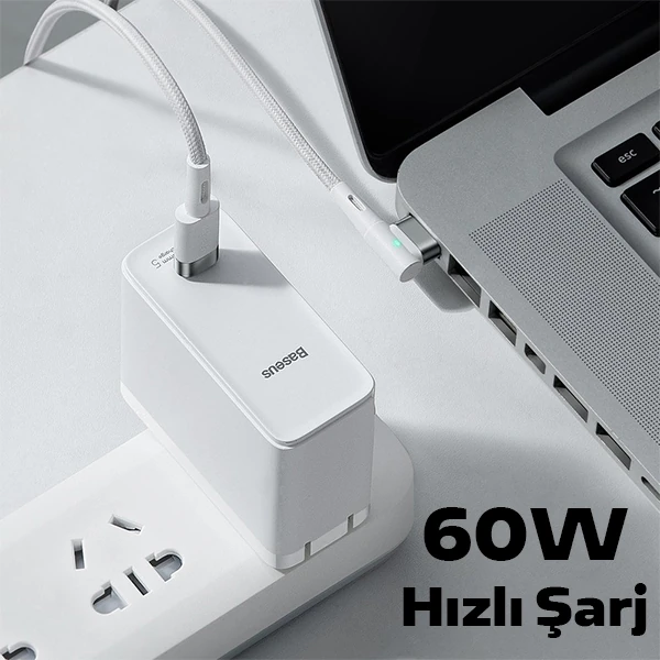 Baseus Zinc Manyetik L Uçlu 60W Macbook Hızlı Şarj Güç Kablosu 2m-(5775) 3 Baseus Zinc Manyetik L Uçlu 60W Macbook Hızlı Şarj Güç Kablosu 2m-(5775) - Görsel 3