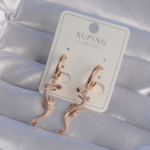 XUPİNG Rose Renk Zirkon Taşlı Kertenkele Model Halka Küpe 5886