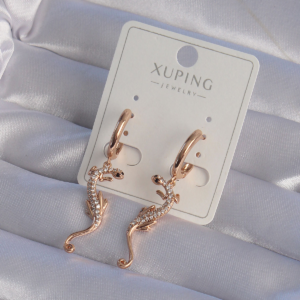 XUPİNG Rose Renk Zirkon Taşlı Kertenkele Model Halka Küpe 5886