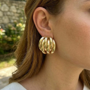 Pirinç Gold Renk Vintage Kadın Küpe 5886