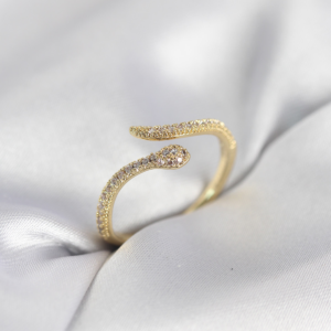 Haydiburaya 102 Gold Renk Yılan Model Zirkon Taşlı Kadın Yüzük 5886