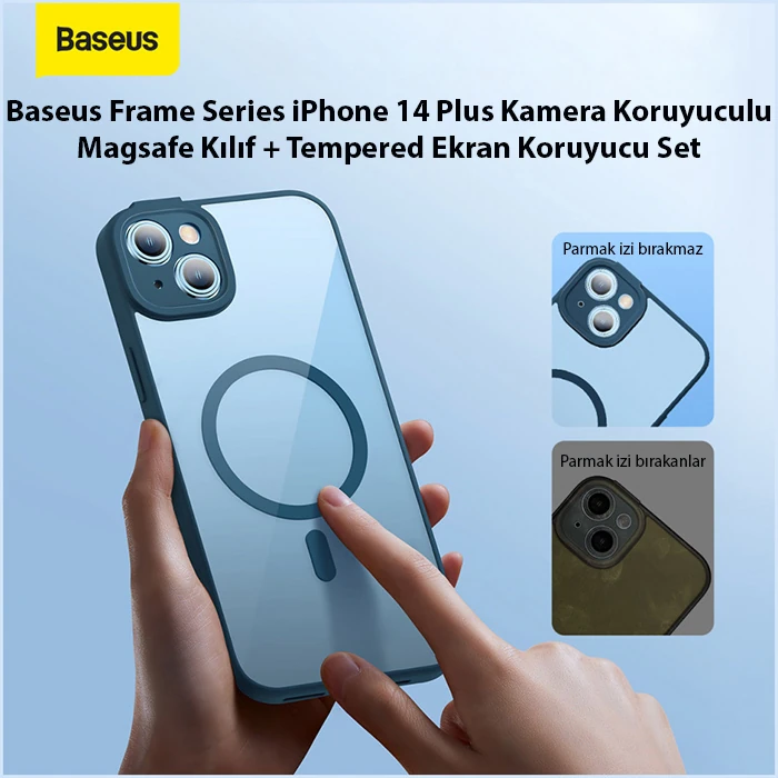 Baseus Frame Series iPhone 14 Plus 6.7 Kamera Koruyuculu Magsafe Kılıf + Tempered Ekran Koruyucu Set 3 Baseus Frame Series iPhone 14 Plus 6.7 Kamera Koruyuculu Magsafe Kılıf + Tempered Ekran Koruyucu Set - Görsel 3