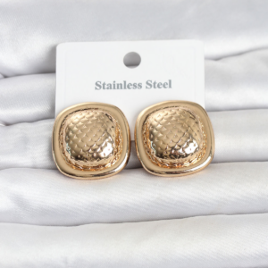 316L Çelik Gold Renk Düğme Model Kadın Küpe 5886