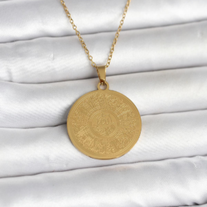 316L Çelik Gold Renk Ayetel Kürsi Yazılı Kolye 5886