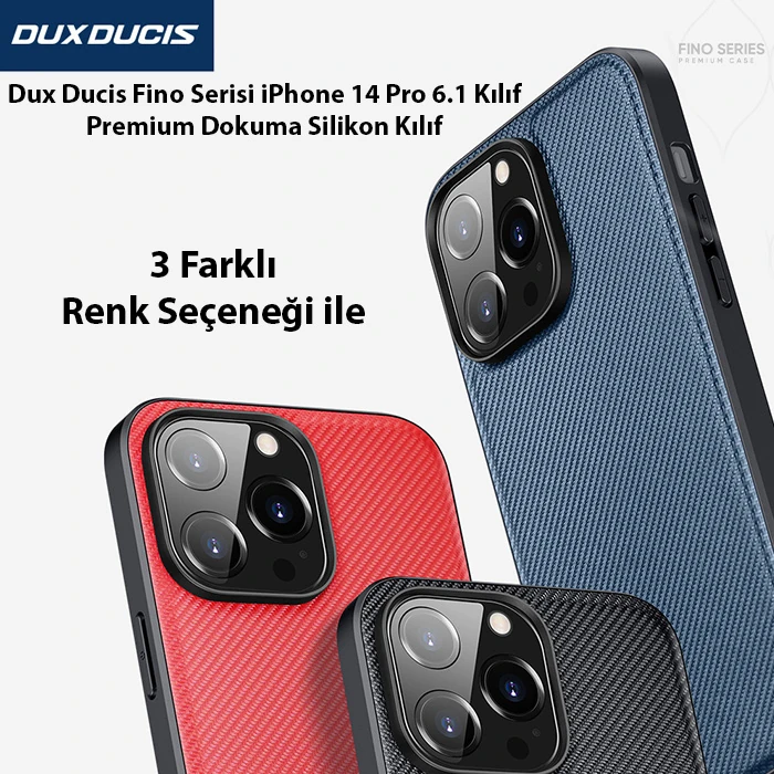 Dux Ducis Fino Serisi iPhone 14 Pro 6.1 inç Kılıf Premium Dokuma Silikon Kılıf 3 Dux Ducis Fino Serisi iPhone 14 Pro 6.1 inç Kılıf Premium Dokuma Silikon Kılıf - Görsel 3
