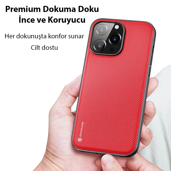 Dux Ducis Fino Serisi iPhone 14 Pro 6.1 inç Kılıf Premium Dokuma Silikon Kılıf 4 Dux Ducis Fino Serisi iPhone 14 Pro 6.1 inç Kılıf Premium Dokuma Silikon Kılıf - Görsel 4