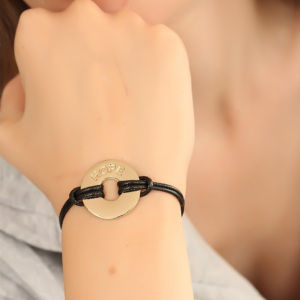 HOPE (Umutlu) Siyah Deri İpli Unisex Mood Bileklik 5886