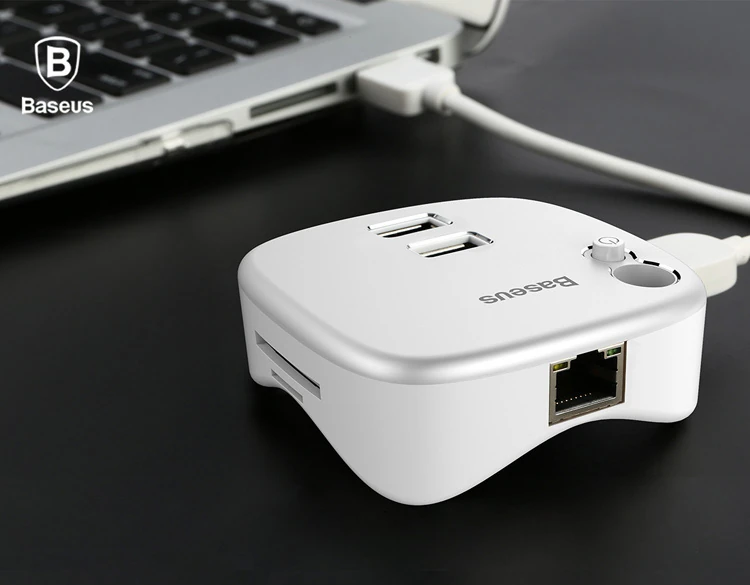 Baseus Çok Fonsiyonlu Notebook Adaptörü Hub Dual USB 3.0 RJ45 TF/SD 3 Baseus Çok Fonsiyonlu Notebook Adaptörü Hub Dual USB 3.0 RJ45 TF/SD - Görsel 3