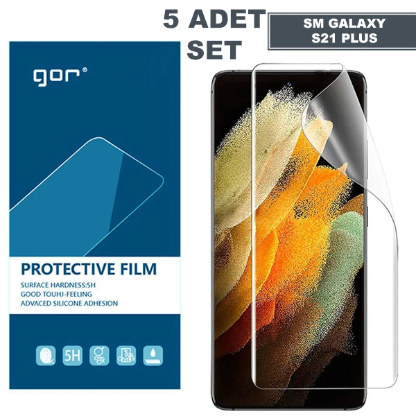 GOR SM Galaxy S21+Plus HD Darbe Emici Ekran Koruyucu Jelatin 5 Adet Set 1 GOR SM Galaxy S21+Plus HD Darbe Emici Ekran Koruyucu Jelatin 5 Adet Set