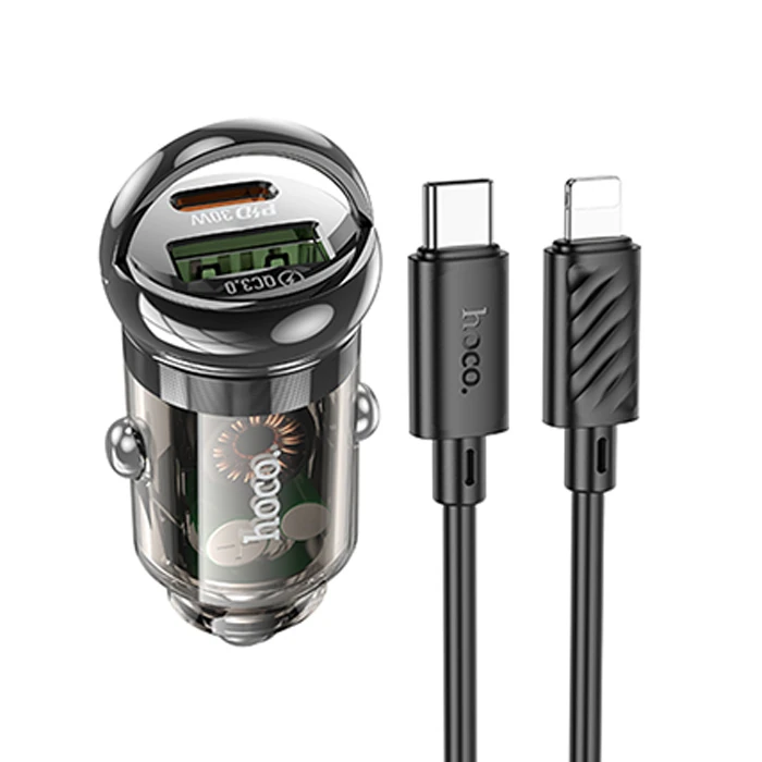 HOCO Z53A Vision PD30W Type-C + USB QC3.0 Girişli Araç Çakmaklık Hızlı Şarj Aleti + Type-C to iPhone-(5775) 4 HOCO Z53A Vision PD30W Type-C + USB QC3.0 Girişli Araç Çakmaklık Hızlı Şarj Aleti + Type-C to iPhone-(5775) - Görsel 4