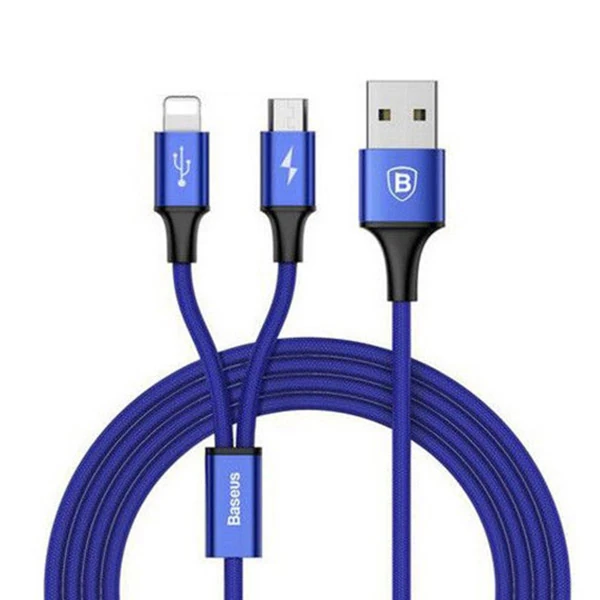 Baseus Rapid Series 2in1 İphone+ Micro Usb 3.0A Usb Kablo Şarj 120cm 3 Baseus Rapid Series 2in1 İphone+ Micro Usb 3.0A Usb Kablo Şarj 120cm - Görsel 3