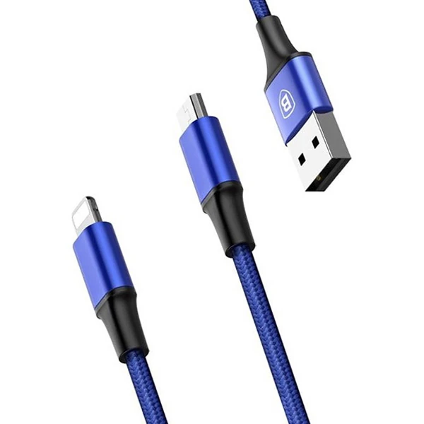Baseus Rapid Series 2in1 İphone+ Micro Usb 3.0A Usb Kablo Şarj 120cm 4 Baseus Rapid Series 2in1 İphone+ Micro Usb 3.0A Usb Kablo Şarj 120cm - Görsel 4