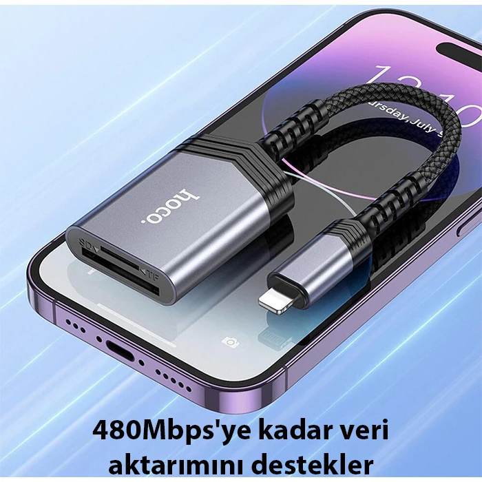 Hoco UA25 2-in-1 İPhone Lightning Kart Okuyucu 3 Hoco UA25 2-in-1 İPhone Lightning Kart Okuyucu - Görsel 3