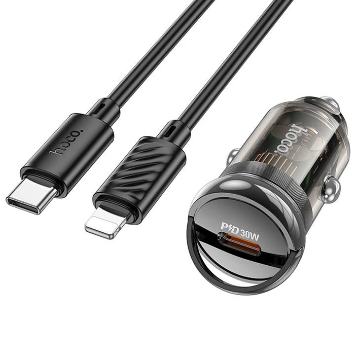 HOCO Z53 Sight Single PD30W Type-C Girişli Araç Çakmaklık Hızlı Şarj Aleti + Type-C to iPhone Lightn 1 HOCO Z53 Sight Single PD30W Type-C Girişli Araç Çakmaklık Hızlı Şarj Aleti + Type-C to iPhone Lightn