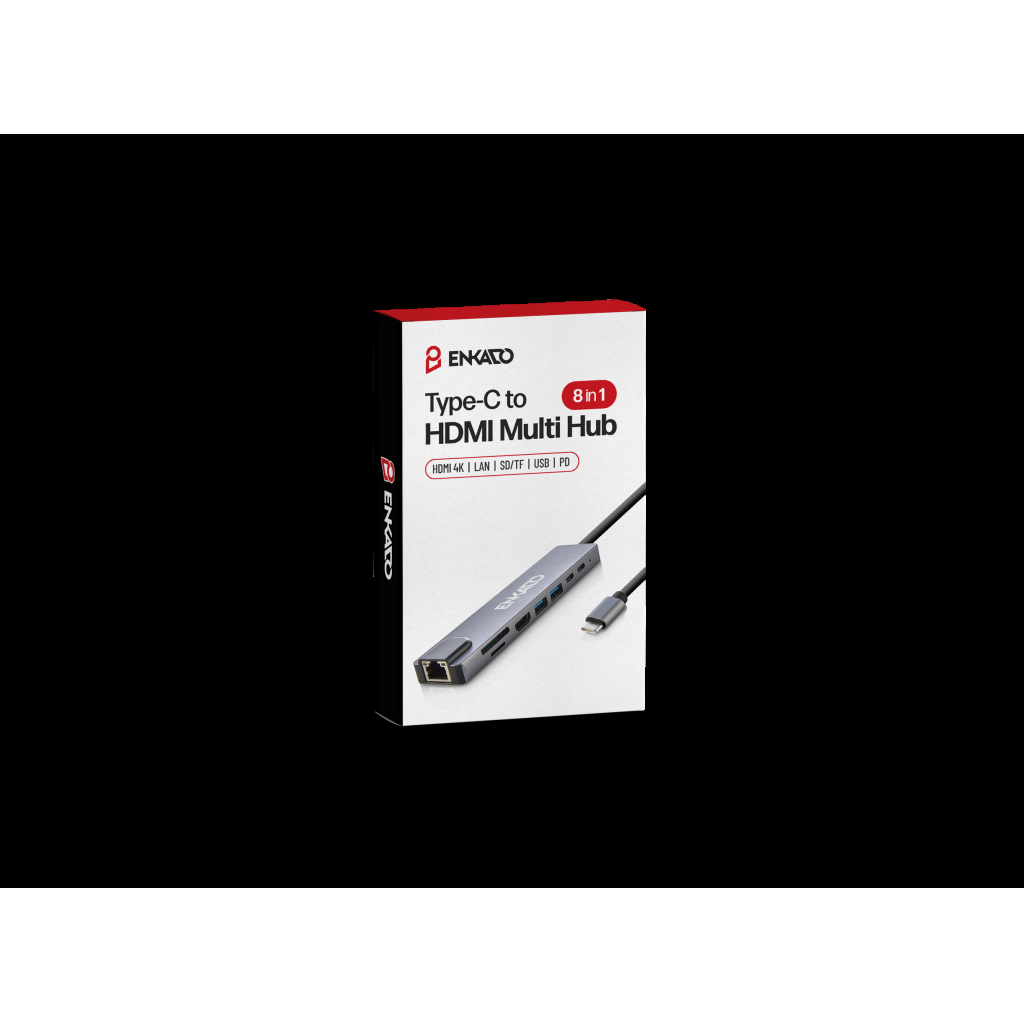 ENKADO EKD-TP42, Type-C to To HDMI, 2PD, 2 USB 2.0 HDMI 4K + SD/TF, Ethernet 100mbs Multi· Hub(1923) 2 ENKADO EKD-TP42, Type-C to To HDMI, 2PD, 2 USB 2.0 HDMI 4K + SD/TF, Ethernet 100mbs Multi· Hub(1923) - Görsel 2