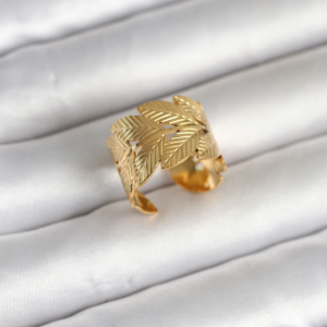 316L Çelik Gold Renk Başak Modeli Kadın Yüzük 5886