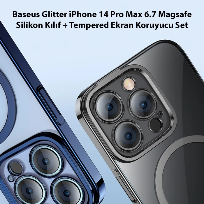 Baseus Glitter iPhone 14 Pro Max 6.7 Magsafe Silikon Kılıf + Tempered Ekran Koruyucu Set-(5775) 3 Baseus Glitter iPhone 14 Pro Max 6.7 Magsafe Silikon Kılıf + Tempered Ekran Koruyucu Set-(5775) - Görsel 3