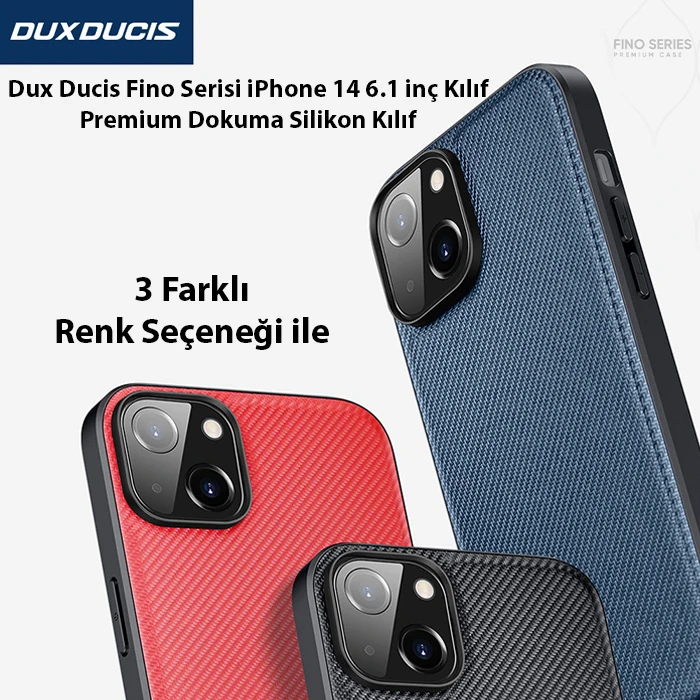 Dux Ducis Fino Serisi iPhone 14 6.1 inç Kılıf Premium Dokuma Silikon Kılıf 3 Dux Ducis Fino Serisi iPhone 14 6.1 inç Kılıf Premium Dokuma Silikon Kılıf - Görsel 3