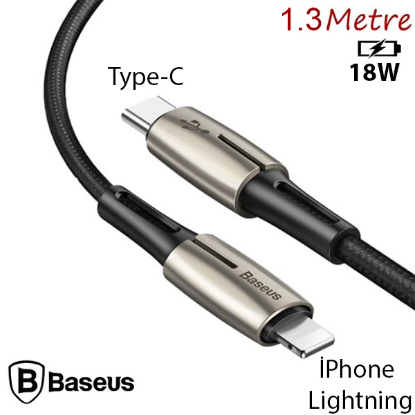 Baseus Waterdrop Type-C To İPhone PD18W Hızlı Şarj Kablosu 1.3M-(5775) 1 Baseus Waterdrop Type-C To İPhone PD18W Hızlı Şarj Kablosu 1.3M-(5775)