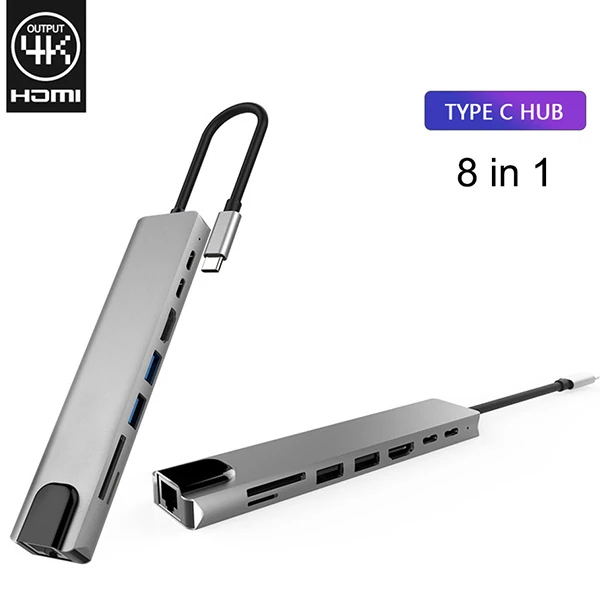 Ally 8 Port Usb 8in1 3.0 Type-C Hdmi 3XUSB+2 PD) RJ45 Hub Adaptör Çoklayıcı TF SD Kart-(5775) 2 Ally 8 Port Usb 8in1 3.0 Type-C Hdmi 3XUSB+2 PD) RJ45 Hub Adaptör Çoklayıcı TF SD Kart-(5775) - Görsel 2