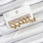 316L Çelik Gold Renk Kadın Küpe Seti 5886