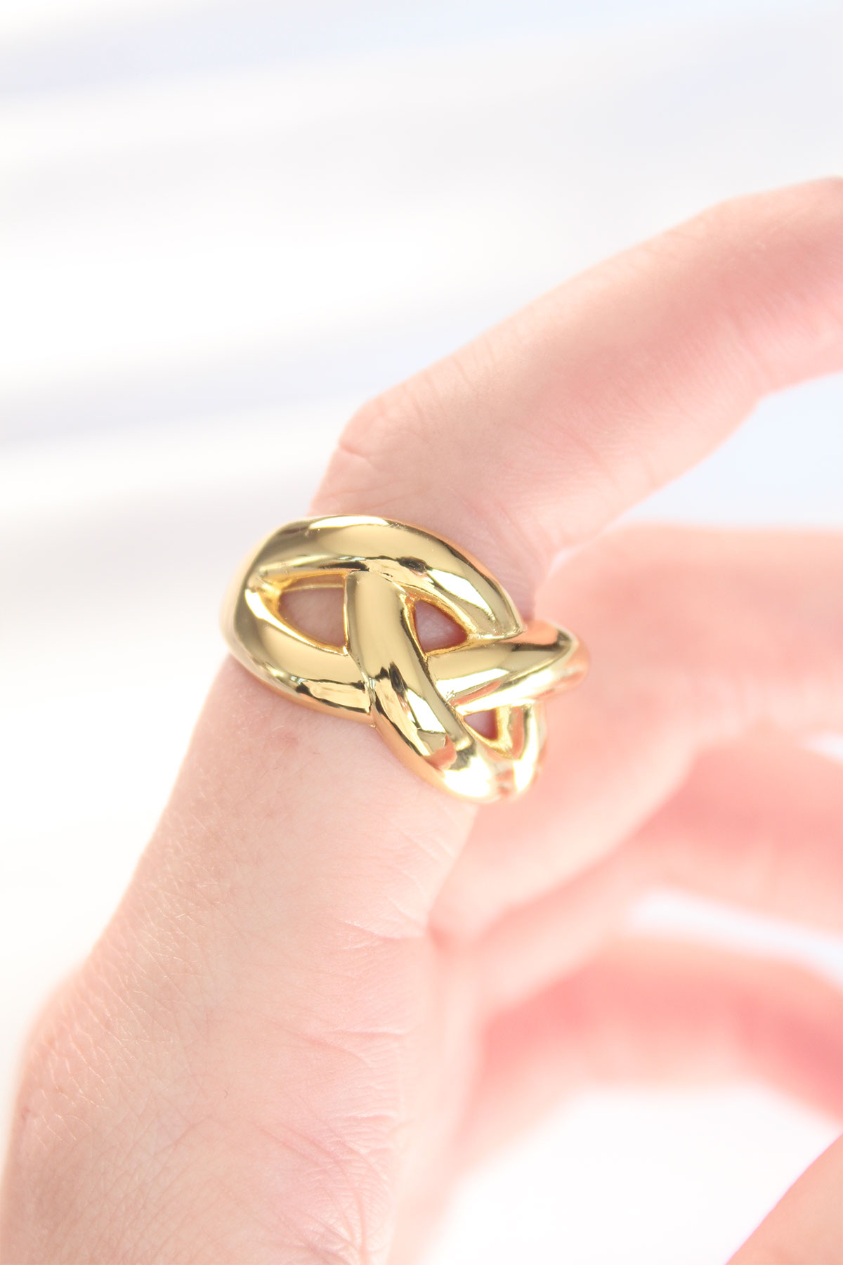Düğüm Model Gold Renk Ayarlanabilir Yüzük 5886 1 Düğüm Model Gold Renk Ayarlanabilir Yüzük 5886