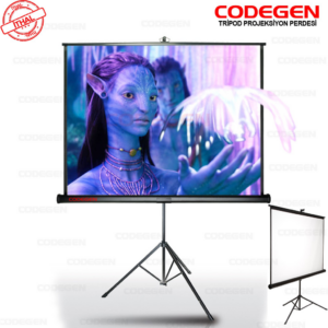 Codegen TX-18 TRIPOD PROJEKSİYON PERDESİ 180X180 (Arkası Siyah Fonlu - Taşınabilir Ayaklı Model)(1923)