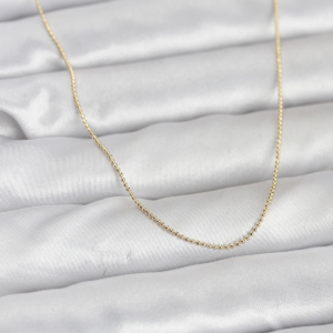 Haydiburaya 101 CM 14K Gold Renk İnce Top Zincirli 60 cm Kadın Kolye 5886