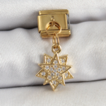 316L Çelik Sallantılı Zirkon Taşlı Yıldız Model Gold Renk Nomination Charm 5886
