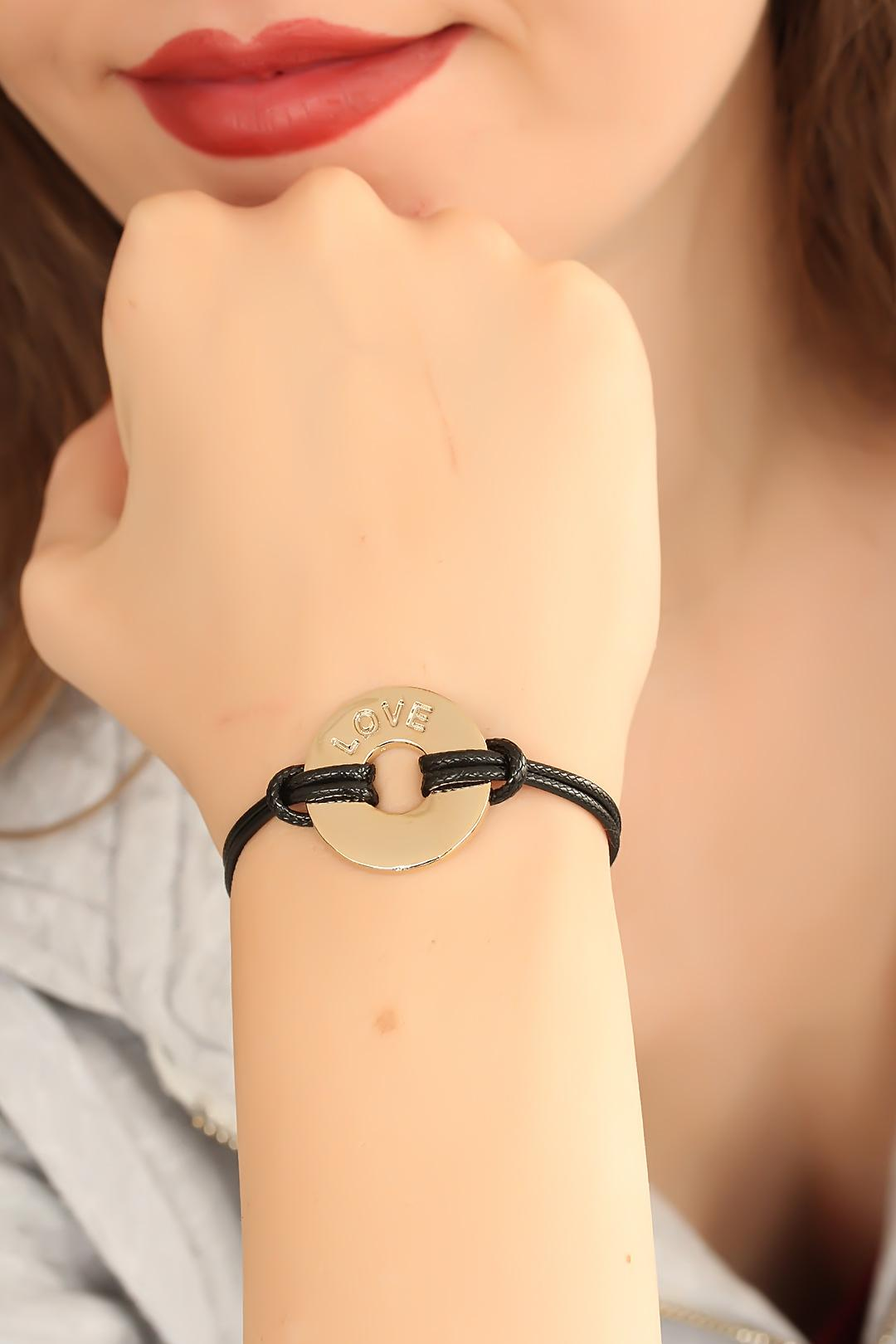LOVE (Aşık) Siyah Deri İpli Unisex Mood Bileklik 5886 1 LOVE (Aşık) Siyah Deri İpli Unisex Mood Bileklik 5886