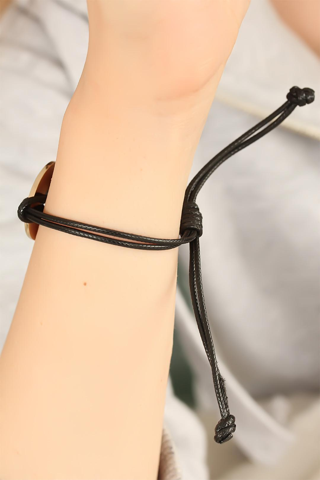 LOVE (Aşık) Siyah Deri İpli Unisex Mood Bileklik 5886 2 LOVE (Aşık) Siyah Deri İpli Unisex Mood Bileklik 5886 - Görsel 2