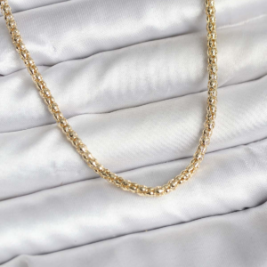 14K Gold Renk Kaplama Boru Zincir Model CM Kadın Kolye 5886