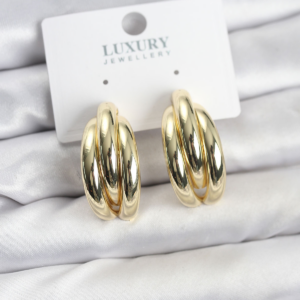 Gold Renk Pirinç Yarım Halka Model Kadın Küpe 5886