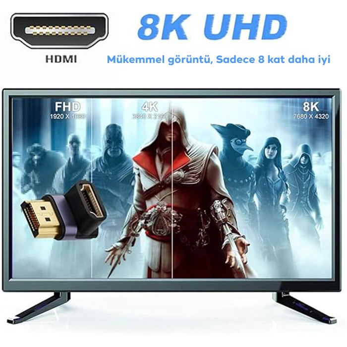 ALLY HDMI To HDMI 8K 2.1UHD 90 Derece Mıknatıs Başlıklı Çevirici Otg Adaptör-(5775) 3 ALLY HDMI To HDMI 8K 2.1UHD 90 Derece Mıknatıs Başlıklı Çevirici Otg Adaptör-(5775) - Görsel 3