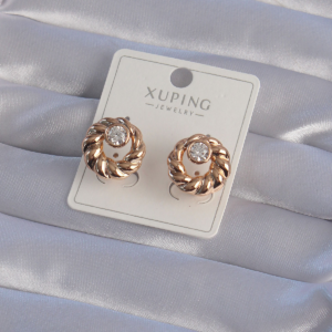 XUPİNG Rose Renk Oval Zirkon Taşlı Burgu Model Küpe 5886