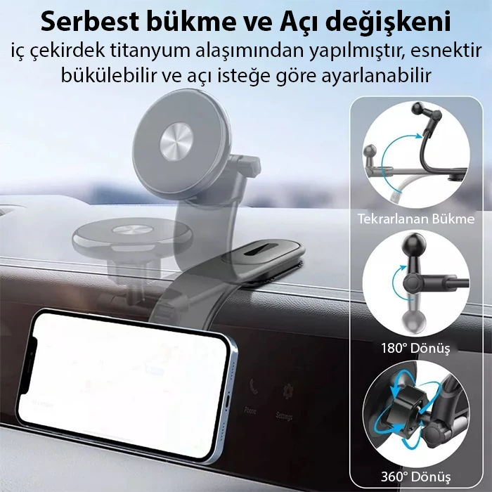 ALLY Ayarlanabilir Araç İçi Torpido Üstü Manyetik Telefon Tutucu 3 ALLY Ayarlanabilir Araç İçi Torpido Üstü Manyetik Telefon Tutucu - Görsel 3