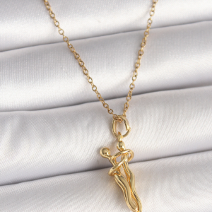 316L Çelik Gold Renk Zincir Sarılma Model Kadın Kolye 5886