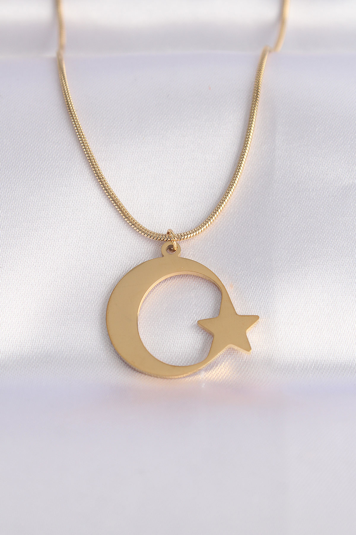 316L Çelik Zincir Gold Renk Ay Yıldız Unisex Kolye 5886 1 316L Çelik Zincir Gold Renk Ay Yıldız Unisex Kolye 5886