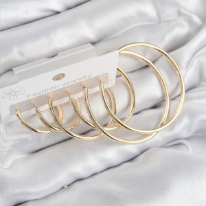 Haydiburaya 99 Pirinç Halka Model Gold Renk Kadın Set Küpe 5886