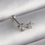 316L Çelik Gümüş Renk Zirkon Taşlı Yıldız Tragus Piercing 5886