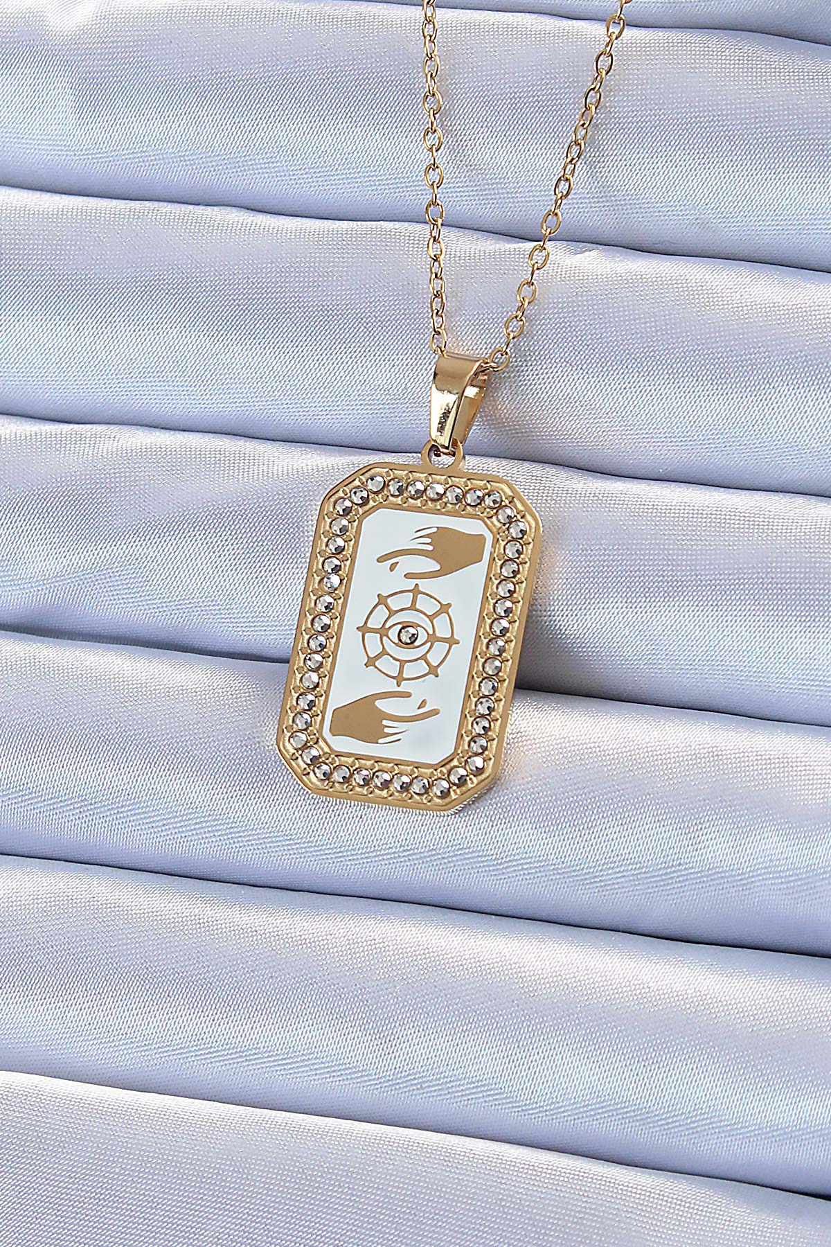 316L Çelik Zincir Altın Renk Mineli Zirkon Taşlı Göz Figür Tarot Kolye 5886 1 316L Çelik Zincir Altın Renk Mineli Zirkon Taşlı Göz Figür Tarot Kolye 5886