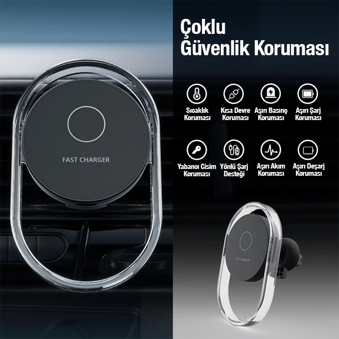 Ally 15W Klima Araç Havalandırma Bölmesi Manyetik Şeffaf Kablosuz Araç Şarj Telefon Tutucu 3 Ally 15W Klima Araç Havalandırma Bölmesi Manyetik Şeffaf Kablosuz Araç Şarj Telefon Tutucu - Görsel 3