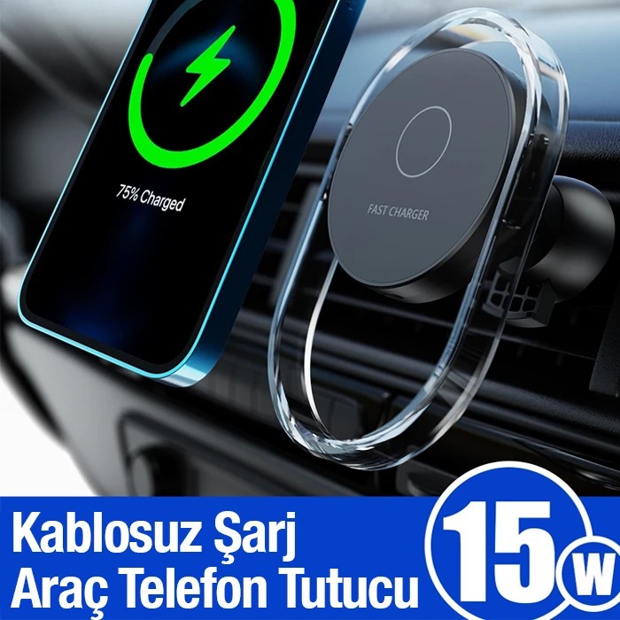 Ally 15W Klima Araç Havalandırma Bölmesi Manyetik Şeffaf Kablosuz Araç Şarj Telefon Tutucu 4 Ally 15W Klima Araç Havalandırma Bölmesi Manyetik Şeffaf Kablosuz Araç Şarj Telefon Tutucu - Görsel 4