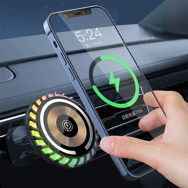 ALLY W06 MagSafe RGB 15W Kablosuz Hızlı Şarj Cihazı ve Araç İçi Telefon Tutucu 3 ALLY W06 MagSafe RGB 15W Kablosuz Hızlı Şarj Cihazı ve Araç İçi Telefon Tutucu - Görsel 3