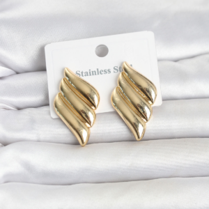 316L Çelik Gold Renk Motif Model Kadın Küpe 5886