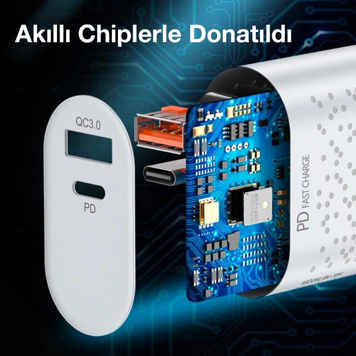 USLİON 20W USB QC3.0 Şarj PD3.0 Hızlı Şarj Aleti Şarj Başlık-(5775) 4 USLİON 20W USB QC3.0 Şarj PD3.0 Hızlı Şarj Aleti Şarj Başlık-(5775) - Görsel 4